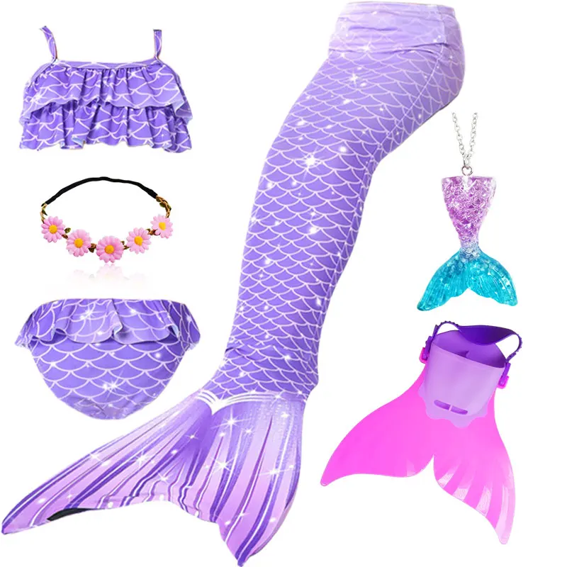 Детский костюм Русалочки для девочек купальный косплея хвост моноласт на