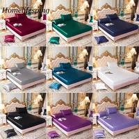 satin silk fitted sheet high end solid color mattress cover elastic band bed sheet bedsheet bedding set home textile king size