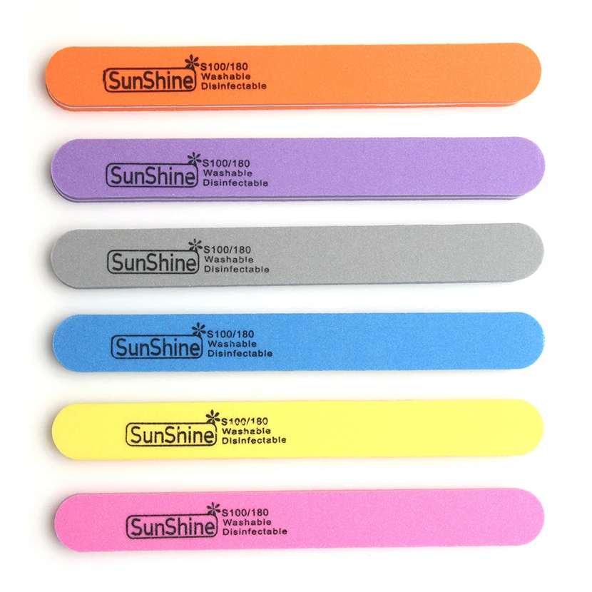 6 шт Sunshine двухсторонняя моющаяся пилка для дизайна ногтей дезинфицирующая