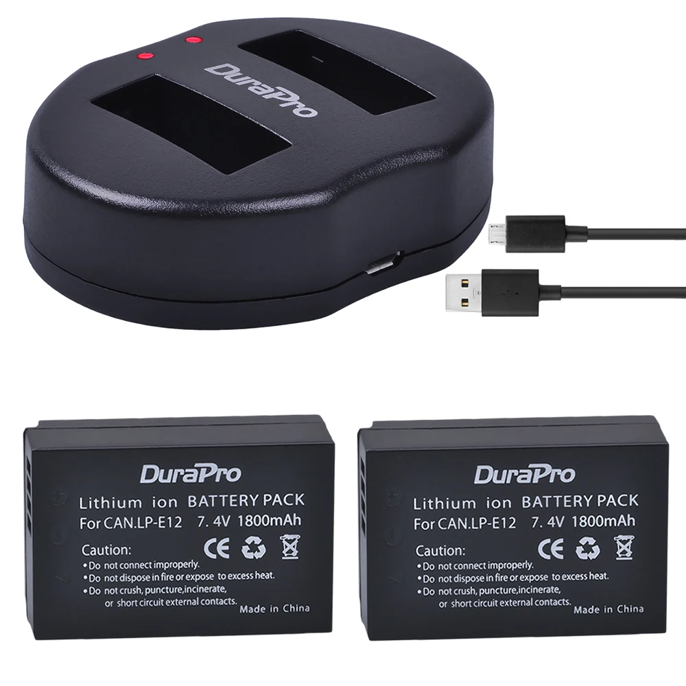 Зарядное устройство DuraPro 2x1800 мАч для Фотоаппарата Canon M 100D Kiss X7 Rebel SL1 EOS M10|Цифровые