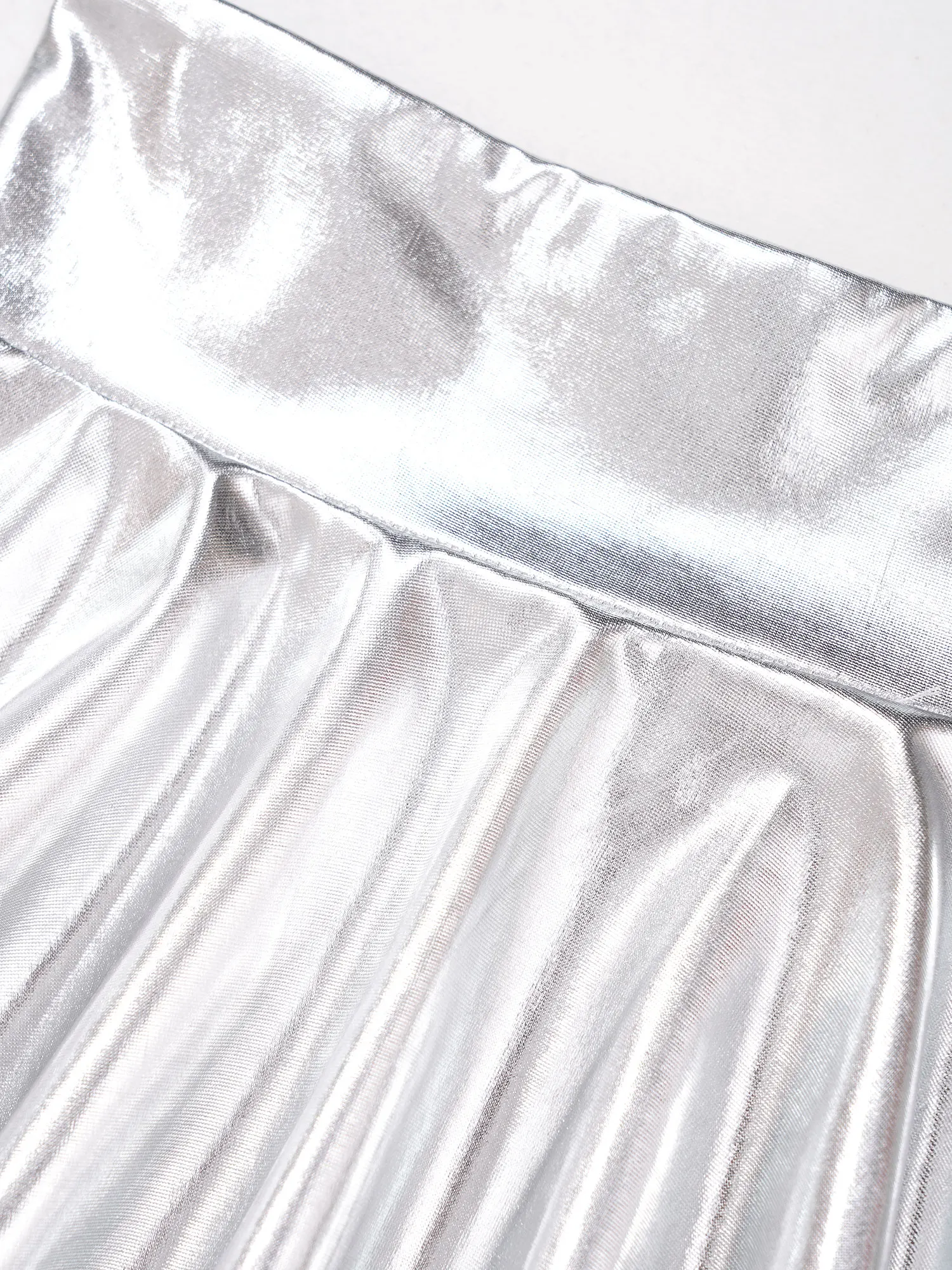 Детская блестящая металлическая фигурка для девочек Однотонная юбка с оборками