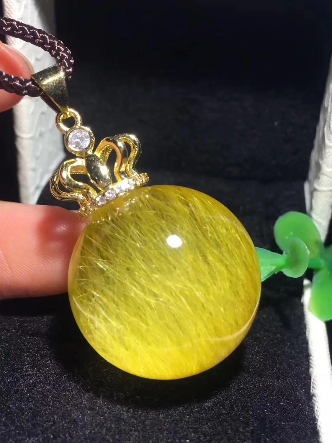 Натуральный Золотой рутилированный кварцевый кулон 24 мм в форме шарика для