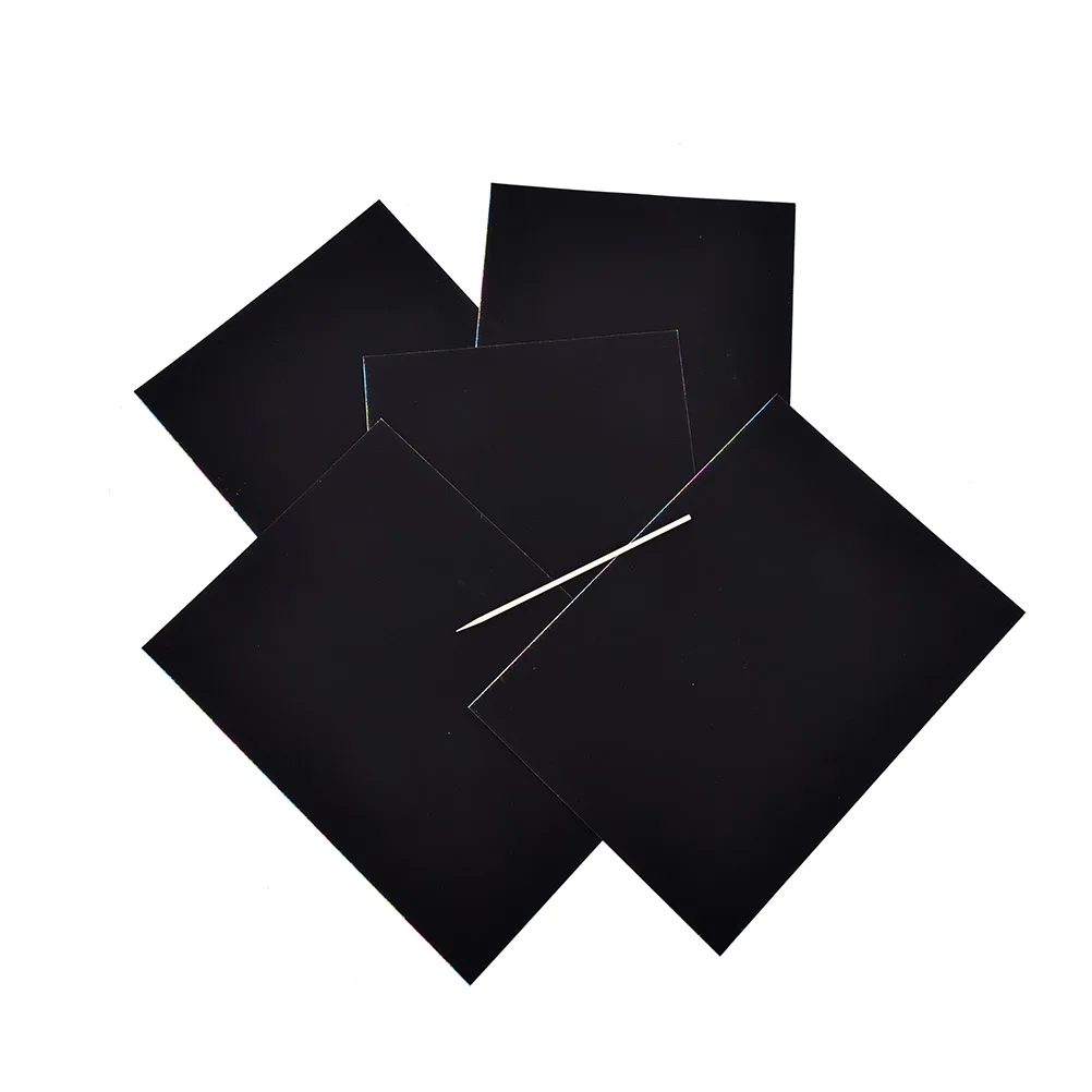 

Painting Teaching Tools 5 Sheet 16K Colorful Scratch Sheets With Wooden Pen Art Magic Drawing Painting Paper Kids Toy Gift