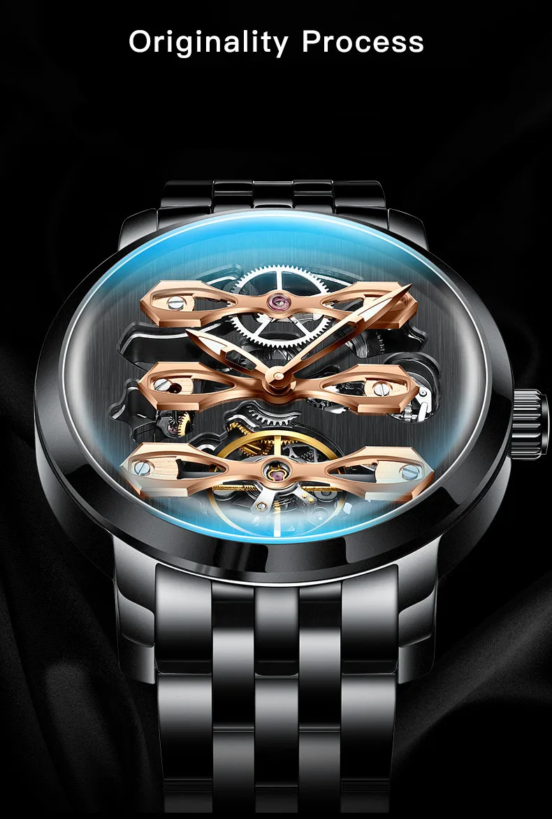 AILANG Tourbillon часы мужские часы Топ бренд класса люкс из нержавеющей стали спортивные часы водонепроницаемые автоматические механические часы для мужчин