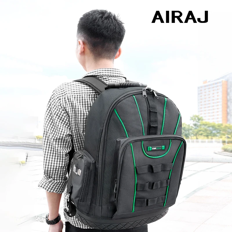 

AIRAJ Multi-function Tool Backpack 1680D Waterproof and Wear-resistant Tool Storage Bag for Electrician / Woodworking Tool Bag