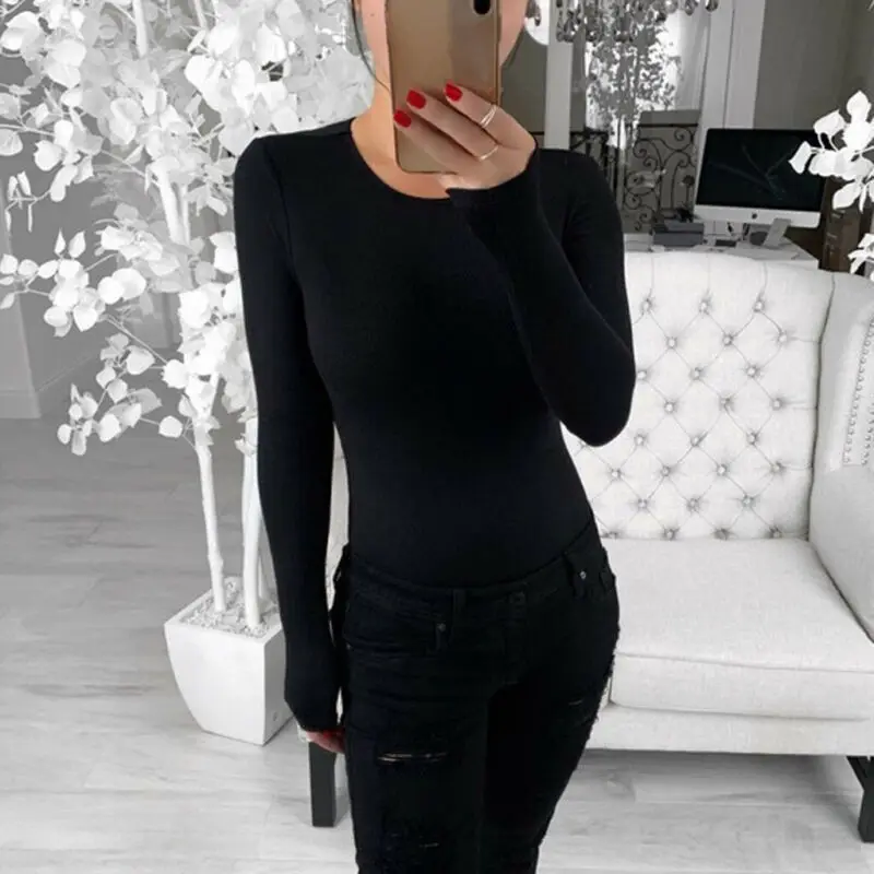 

Brand new Women Sexy Bodycon Romper Tops Jumpsuit Bodysuit Stretch Leotard Long Sleeve Autumn Club Party Wear