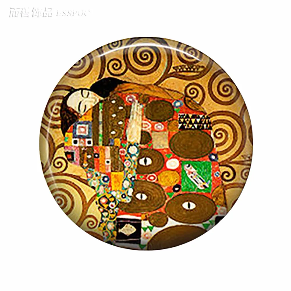 5 шт./лот 25 мм круглый стеклянный кабошон Густав Климт художественная подвеска