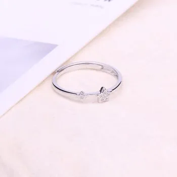 

S925 Silver Couple To Quit Korean Temperament Simple Ring Fashion Diamond Ring Female Wholesale FSR009JVWV