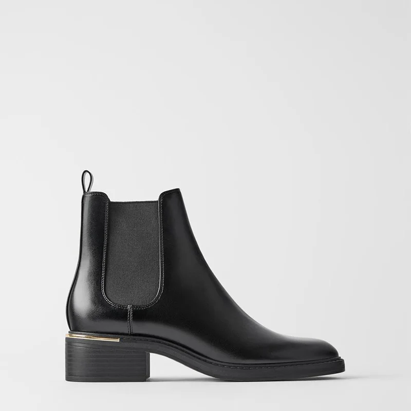 

Ankle Autumn Heels Thick-heeled Martin Boots Women's Shoes Retro British Style Stretch Chelsea Short Boot Botas