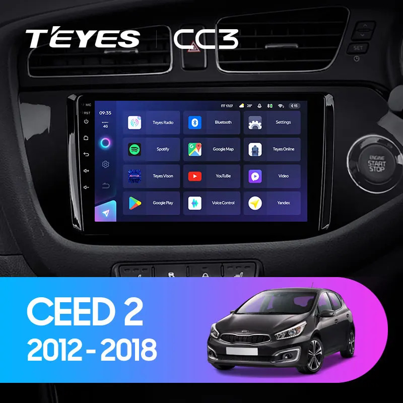 TEYES CC3 Штатная магнитола For Киа Сид 2 Kia CEED Ceeɽ JD 2012 - 2018 Right hand driver до 8-ЯДЕР 6 + 128ГБ 27EQ