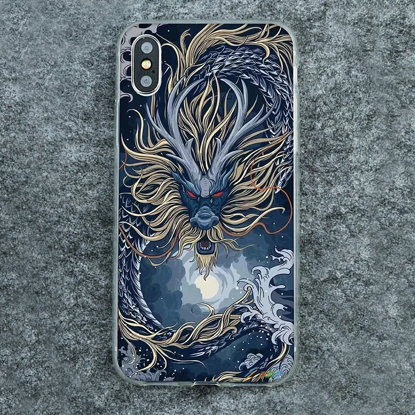 Для ZTE Blade V30 Vita V2022 L9 A51 Lite S30 Pro A7s X1 Nubia M2 Z40 Z30 Red Magic 5G 7 Japanese wave Dragon soft чехол для