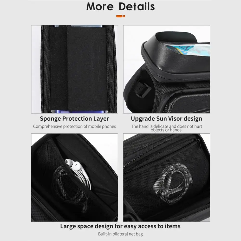 

Bicycle Front Frame Bag Portable Waterproof Front Frame Mountain Bicycle Touch Screen Cell Phone Holder Pouch for Bicycle