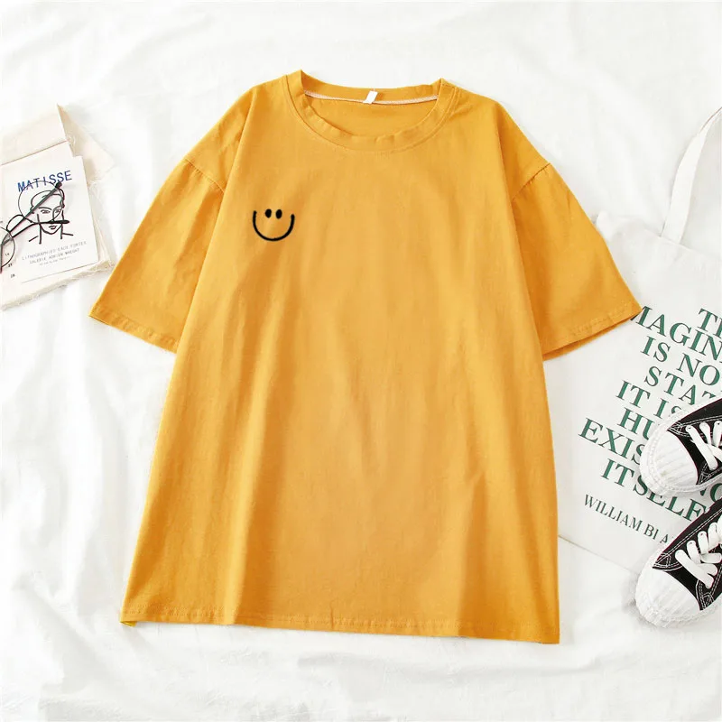 Весенняя женская футболка в стиле Харадзюку свободные топы с коротким рукавом и