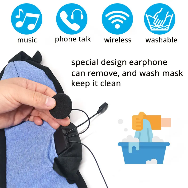 New Wireless Bluetooth Sleeping Eye Mask For Sleep Headphones Music Headset Eyeshade With Microphone Earphone | Электроника