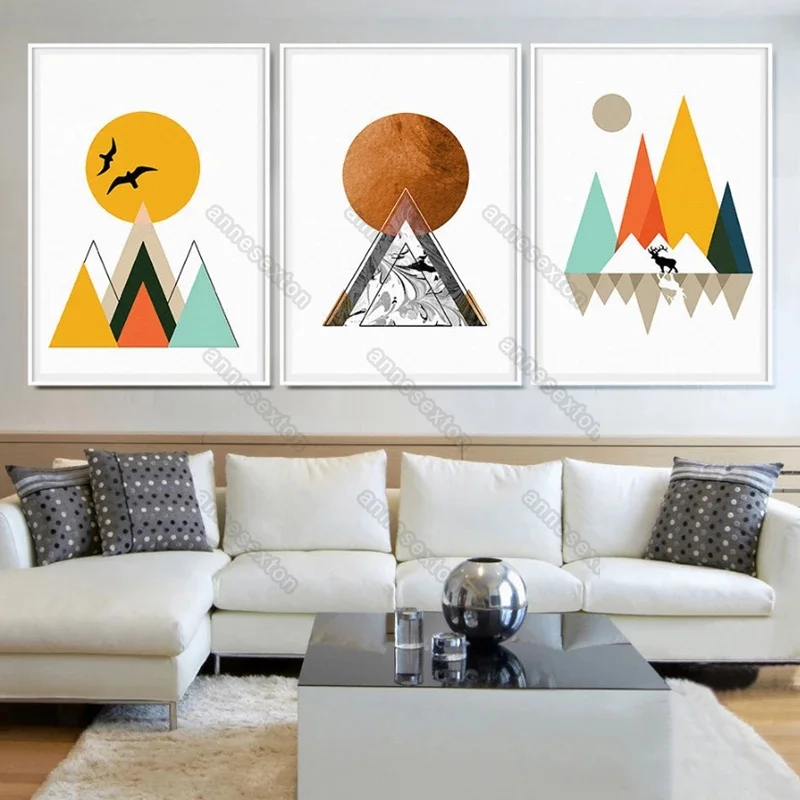

Colorful Geometric Irregular Patterns Triangle Circle Nordic Style Canvas Painting Poster and Print for Home Rooms Wall Decorati