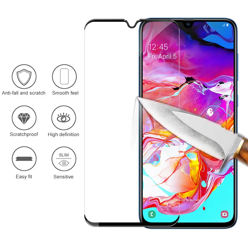 2 в 1 Защитные пленки для samsung Galaxy A70 A 70 полное покрытие защита экрана камеры пленка