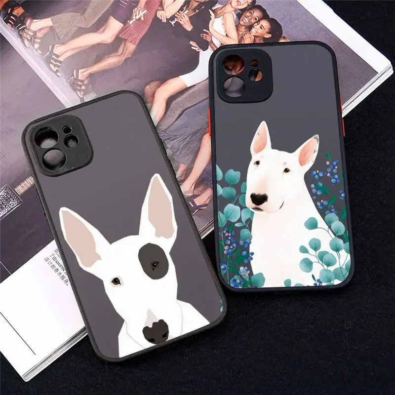 

Bull Terrier Cartoon Cute dog Phone Case matte transparent For iphone 7 8 11 12 plus mini x xs xr pro max cover