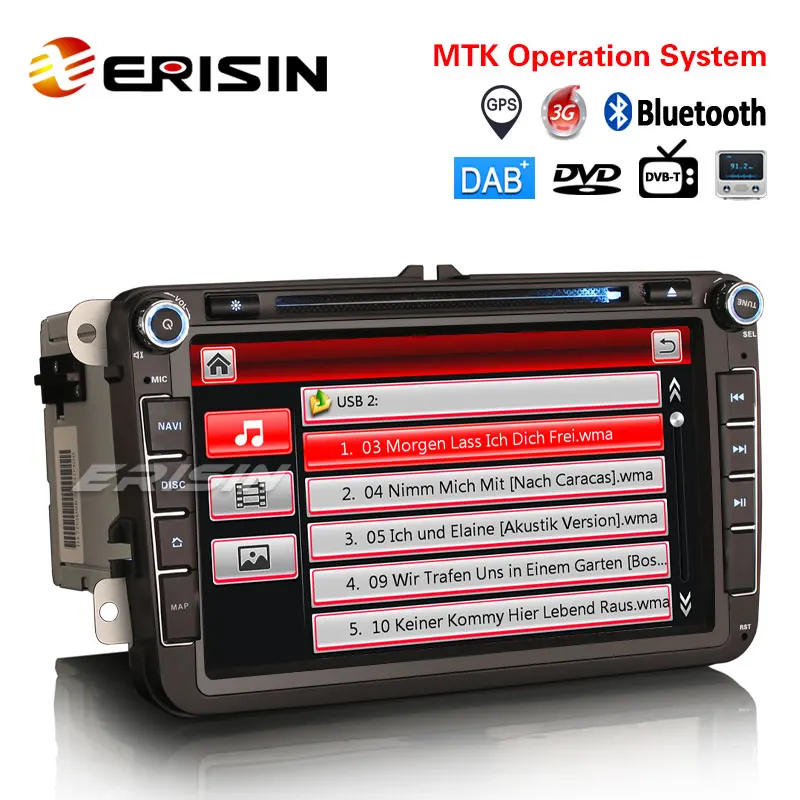 Erisin 8 &quotES7285V Автомобильная стерео DAB + Canbus SWC DVB-T GPS Navi для VW Golf 5/6 Bora Passat Polo Tiguan Caddy Jetta