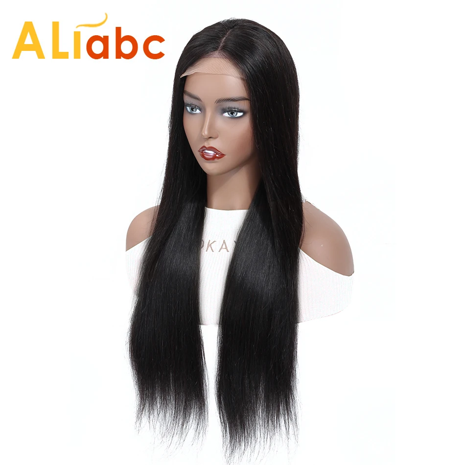 Aliabc, 4*4, парики на шнурке, бразильские прямые человеческие волосы, парики для женщин, не Реми, парики на шнурке, 150 плотность, средний коэффициент