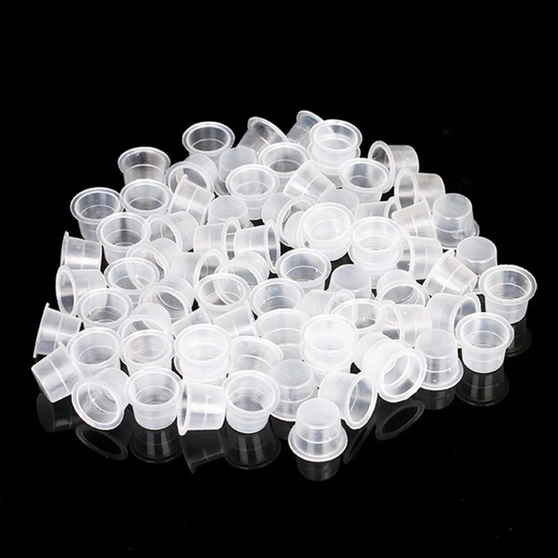 

1000Pcs Disposable Tattoo Ink Cap Cups 13/19.5/23mm Permanent Makeup Pigment Transparent Container for Tattoo Supplies makeup