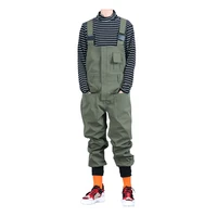 sokotoo mens pockets cargo joggers bib overalls loose hip hop elastic waist jumpsuits coveralls army green black