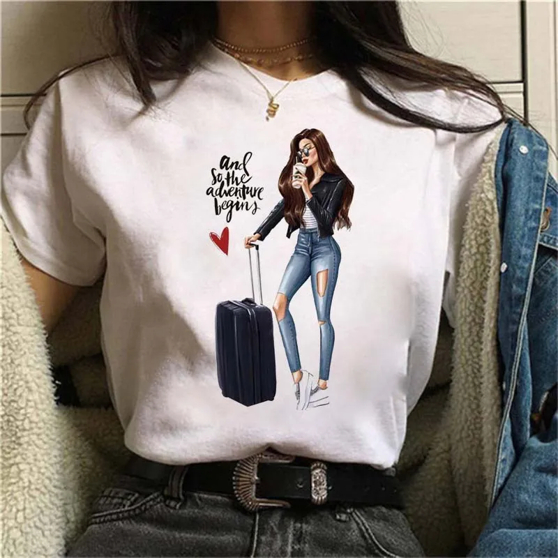 

New women's white Tshirt Harajuku Sexy Beautiful legs printed T Shirt vogue pretty girl clothing Leisure female T-shirt Tops