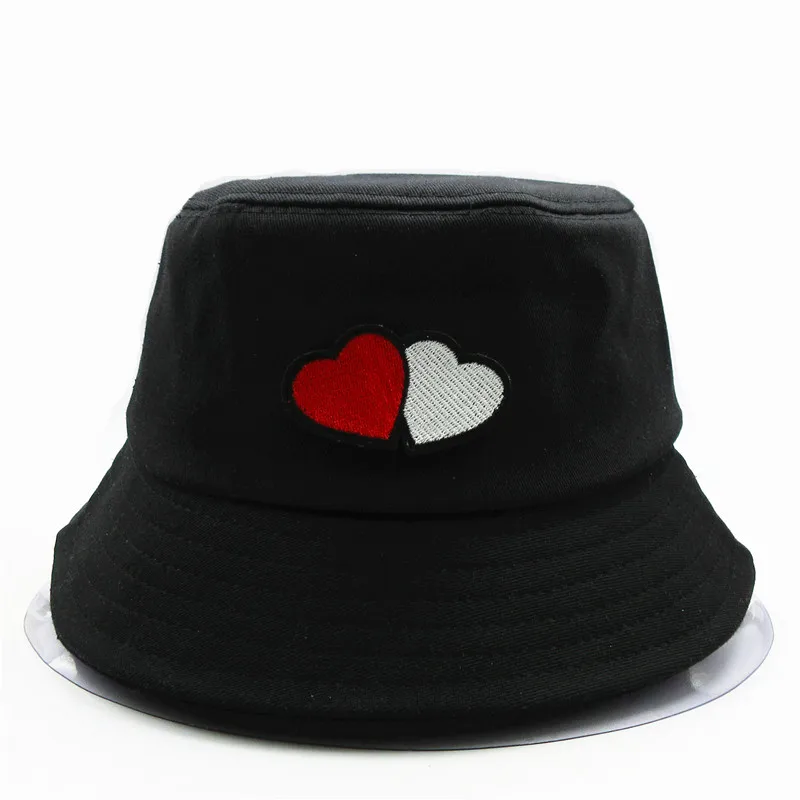 

Double love embroidery cotton Bucket Hat Fisherman Hat outdoor travel hat Sun Cap Hats for kid men Women 05