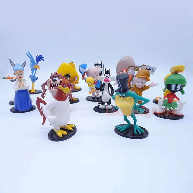Looney Tunes 16 шт./компл. Bugs кролик птичка Твити мини фигурка 1/10 масштаб окрашенная фигурка Койот Даффи Дак ПВХ фигурка игрушки