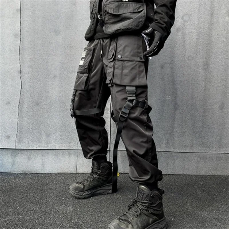 Брюки-карго Techwear мужские с множеством карманов уличная одежда в стиле хип-хоп