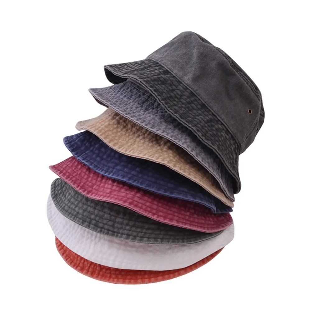 Панама GOUTER Складная для мужчин и женщин модная из денима с эффектом потертости в