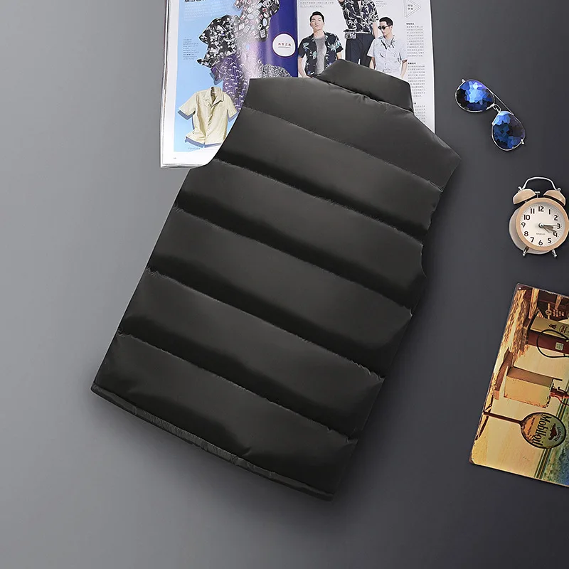 Plus Size 9XL Vest Jackets Men Winter Puffer Waist Coat Casual Men's Sleeveless Jacket Waistcoat Warm Vests Coat Male Black Blue
