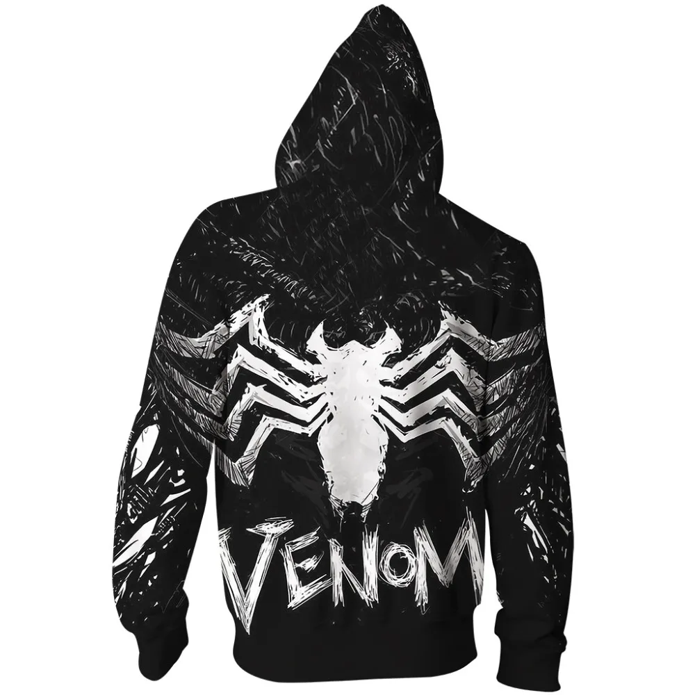 Супер герой фильмы Venoms пауки аниме косплей для мужчин и женщин 3D принты кардиган на молнии с капюшоном спортивная куртка Хэллоуин толстовки