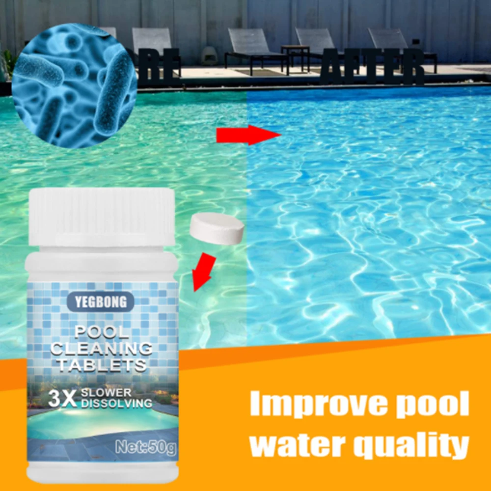 

1PCS Swimming Pool Cleaning Tablets Purify Water Disinfect Chlorine Pills Instant Effervescent Foaming Cleaners Toilet Cleaning
