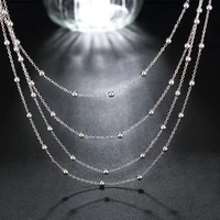 Hot Popular brands 925 Color Silver tassel Smooth Bead Chain Necklace For Women Fashion Jewelry Wedding party Christmas Gifts