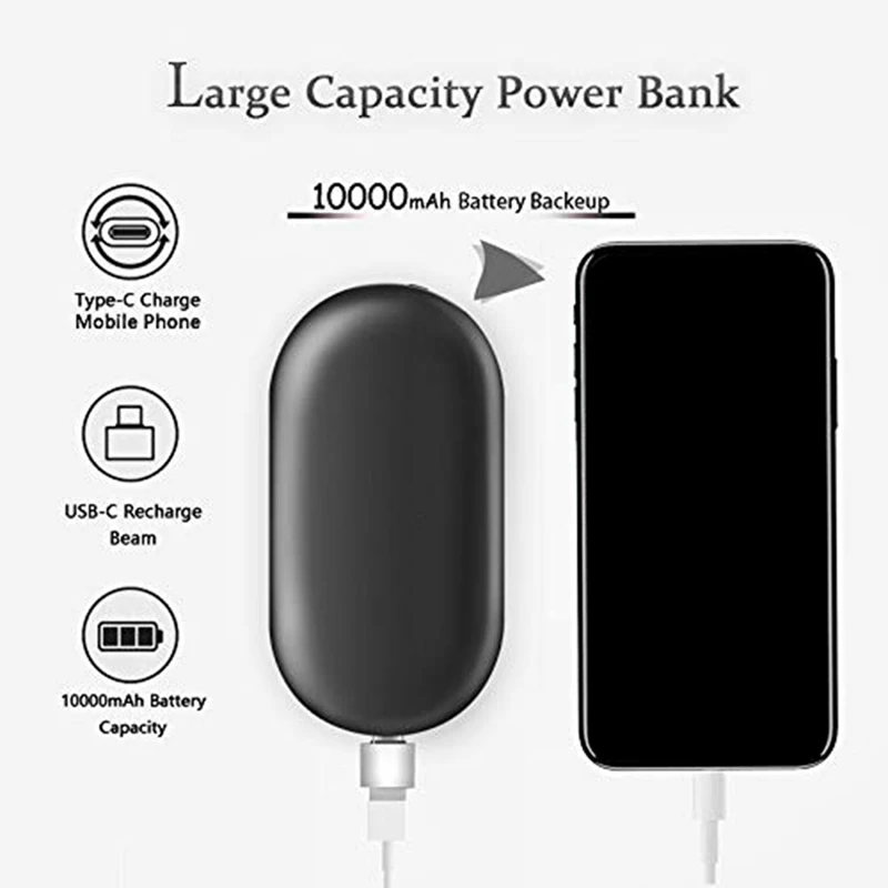 

2x Slim Hand Warmers Hothands Small 10000MAh USB Charging Portable Power Bank Heater,Camping Warmers,Black & Gold