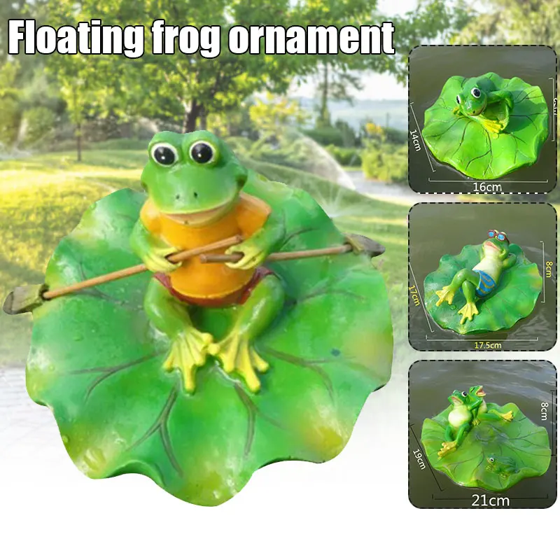 

Floating Frog Water Ornament Animal Resin Sculpture for Micro-landscape Pool Frog on A Lotus Leaf PLDI889