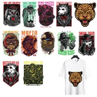 3d leopard tiger animal iron on patches for diy heat transfer clothes t shirt thermal stickers decoration printing