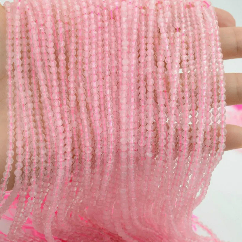 Граненые бусины из натурального камня с розовыми кристаллами 2 3 мм полуфабрикаты