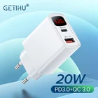 GETIHU 20 вт универсальное USB зарядное устройство PD КК 3,0 Быстрая зарядка ЕС на перезарядку телефона для iPhone 12 11 Pro XR XS Max 6 7 8 Huawei Samsung Xiaomi