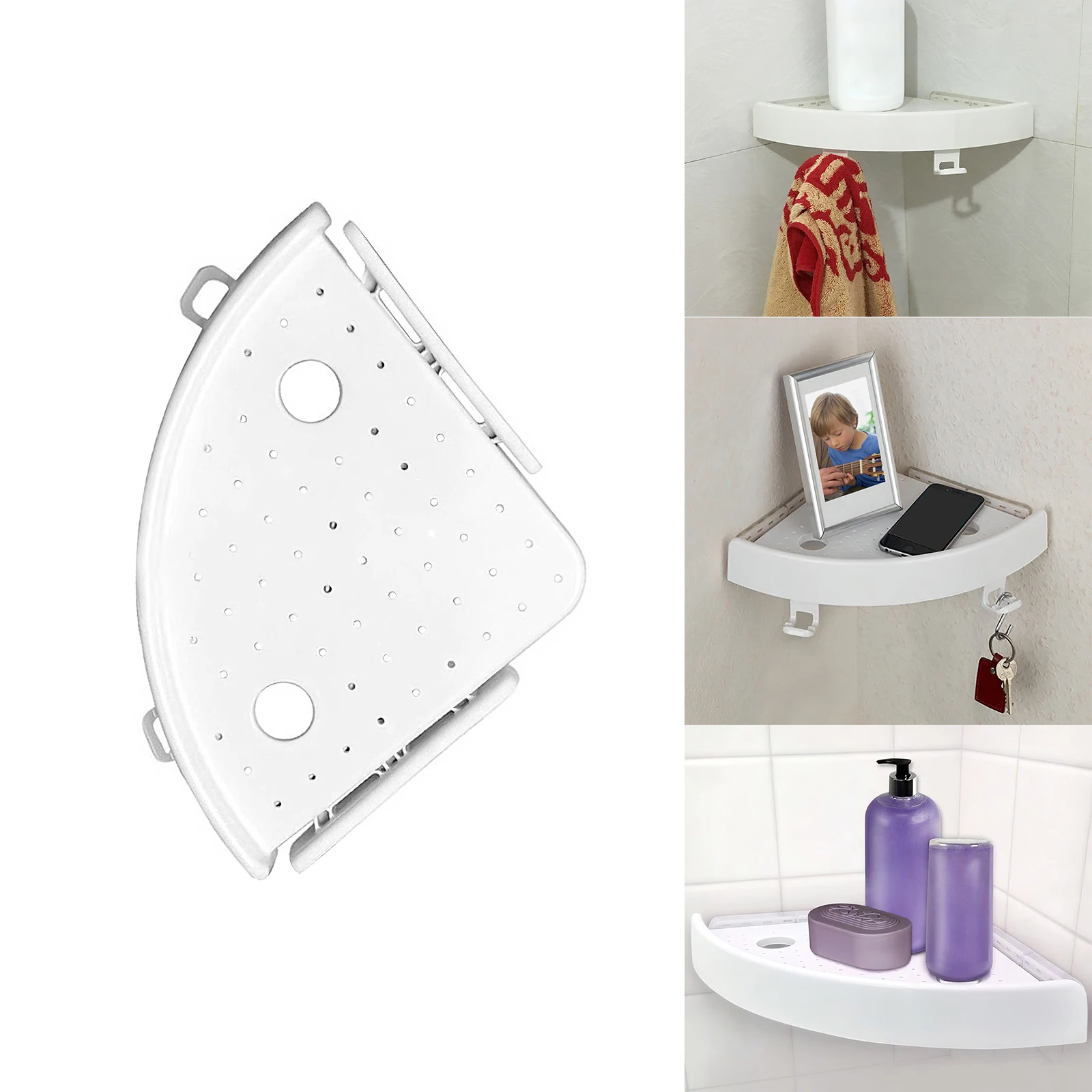 Треугольная товарная полка для настенных угловых Белый выдолбленные перфоратор