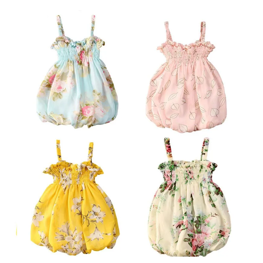 Новое летнее платье для маленьких девочек 0-24 месяцев без рукавов с цветочным