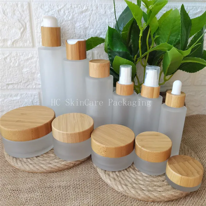 

custom provide glass jar bamboo screw lid empty containers cream jar cream bath salt cosmetic body butter containers