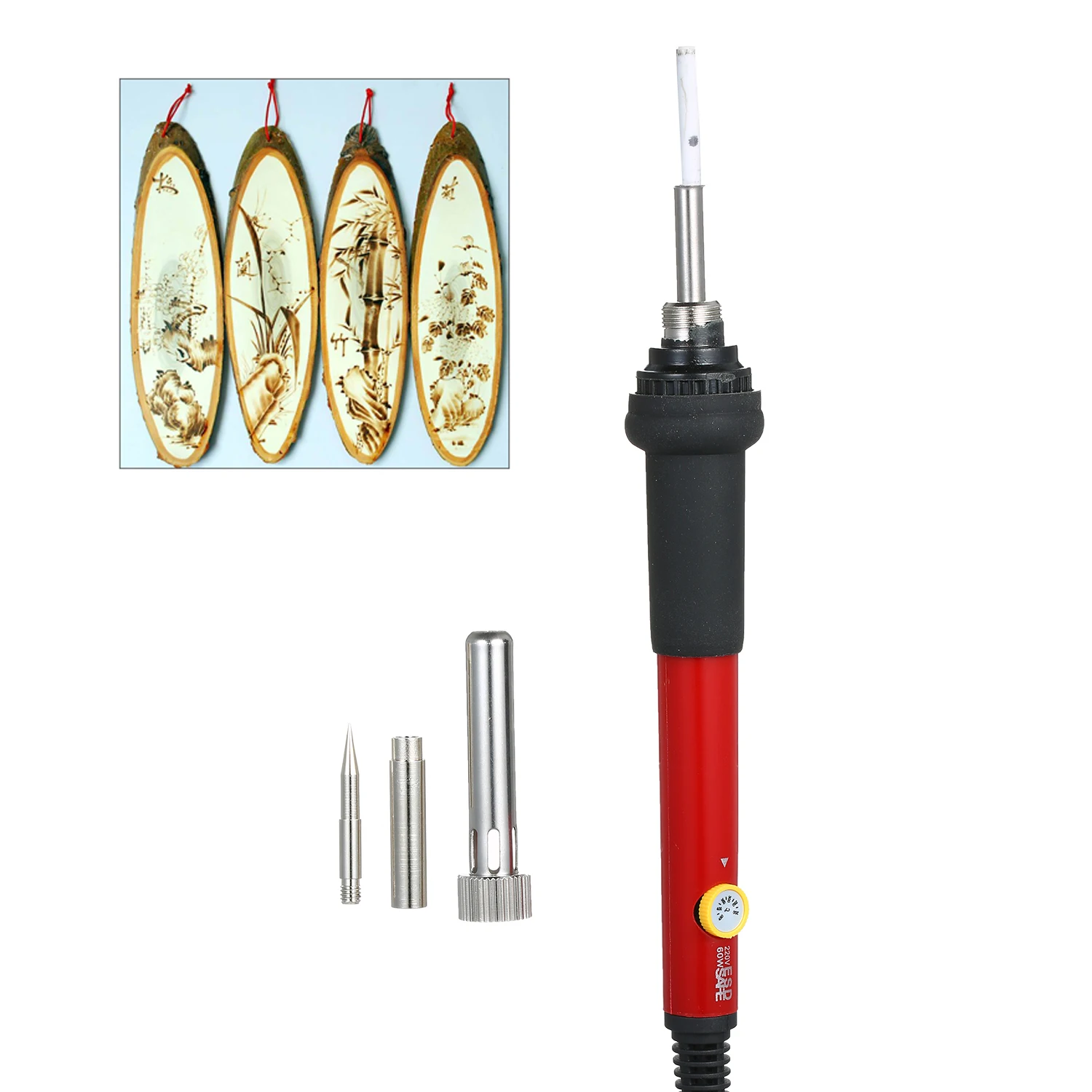 Регулируемый Температура паяльник Комплект 110V 60W пирография деревянная для