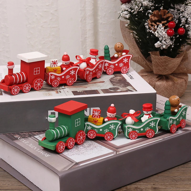Рождественский поезд мини автомобиль детские расписные деревянные игрушки