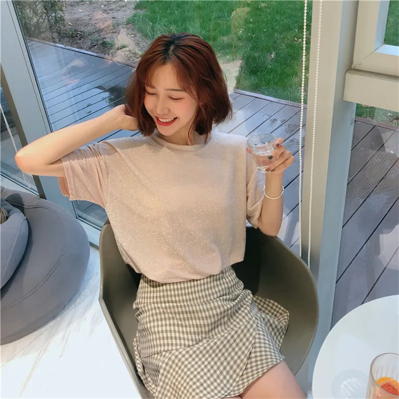 Летняя Новинка 2020 модная женская Однотонная футболка Neploe с круглым вырезом