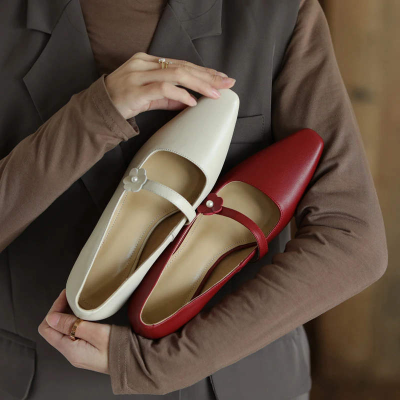 

2021 Spring flower Decoration High Heels Pumps For Women Sweet cow leather Shoes Woman Shallow Wedding Party Women's Shoes
