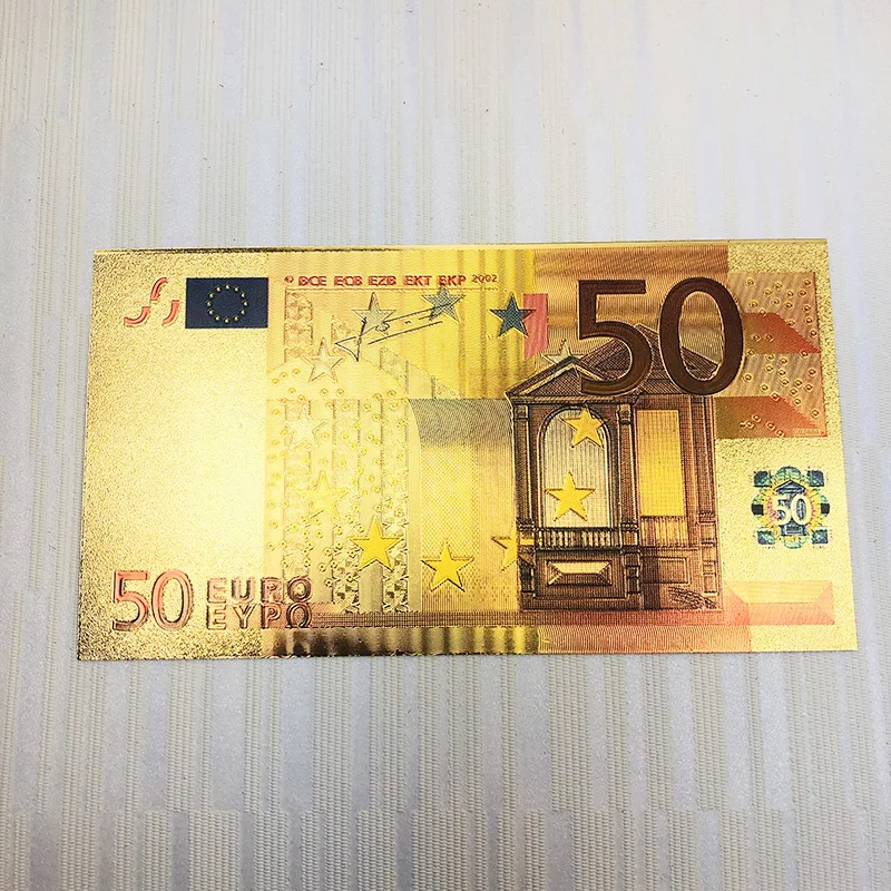 10 шт./лот цветные евро банкноты 50 Золотая фольга сувениры бумажные деньги