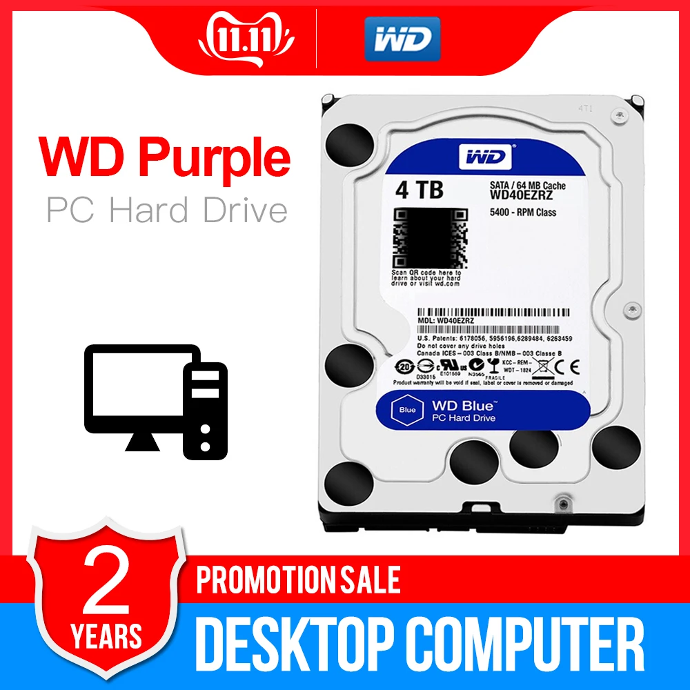 WD Western Digital Blue 4 ТБ 3,5 ''настольный жесткий диск Sata Внутренний жесткий диск Disque Dur настольный жесткий диск для ПК