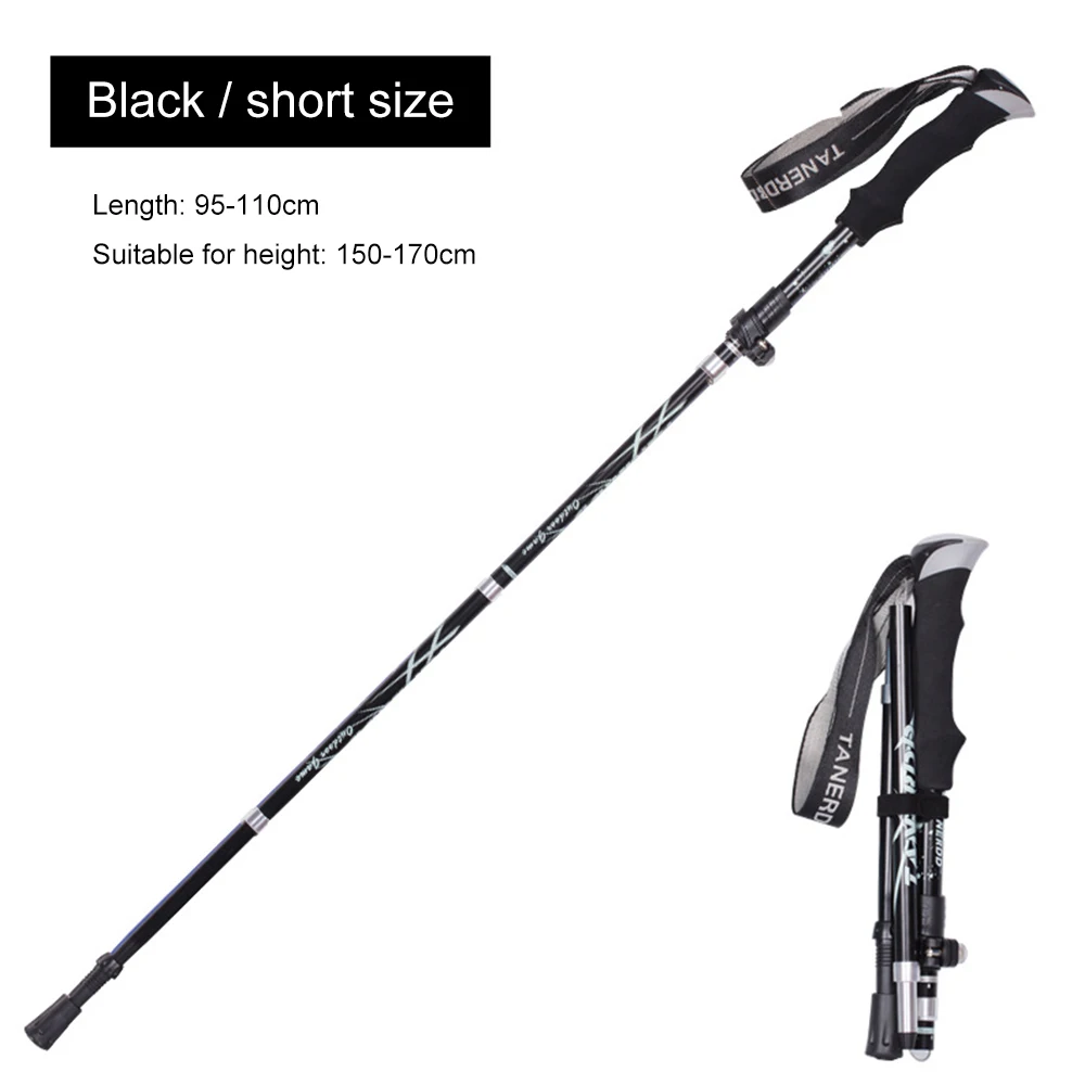 110cm black Vertvie открытый складной треккинговые палки Скандинавская трость для пеших прогулок АНТИШОК Регулируемый алюминиевый сплав альпеншток - Цвет: 110cm black