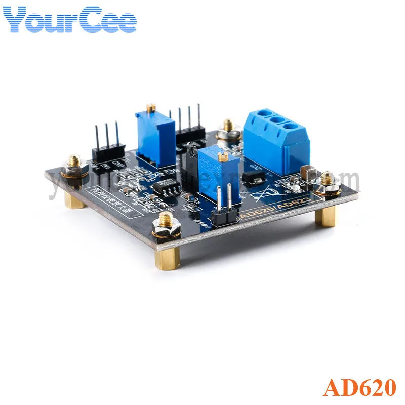 

AD620 Instrumentation Amplifier Board Module Voltage Amplifier CNC MCP41010 Gain Adjustment Differential Signal Module